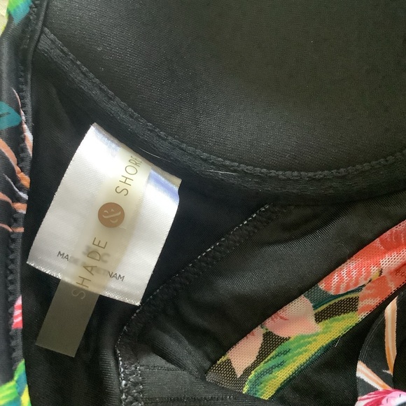 Shade & Shore one piece swimsuit black floral 36C 10/12 NWOT ties back box 1,000 - Picture 3 of 16